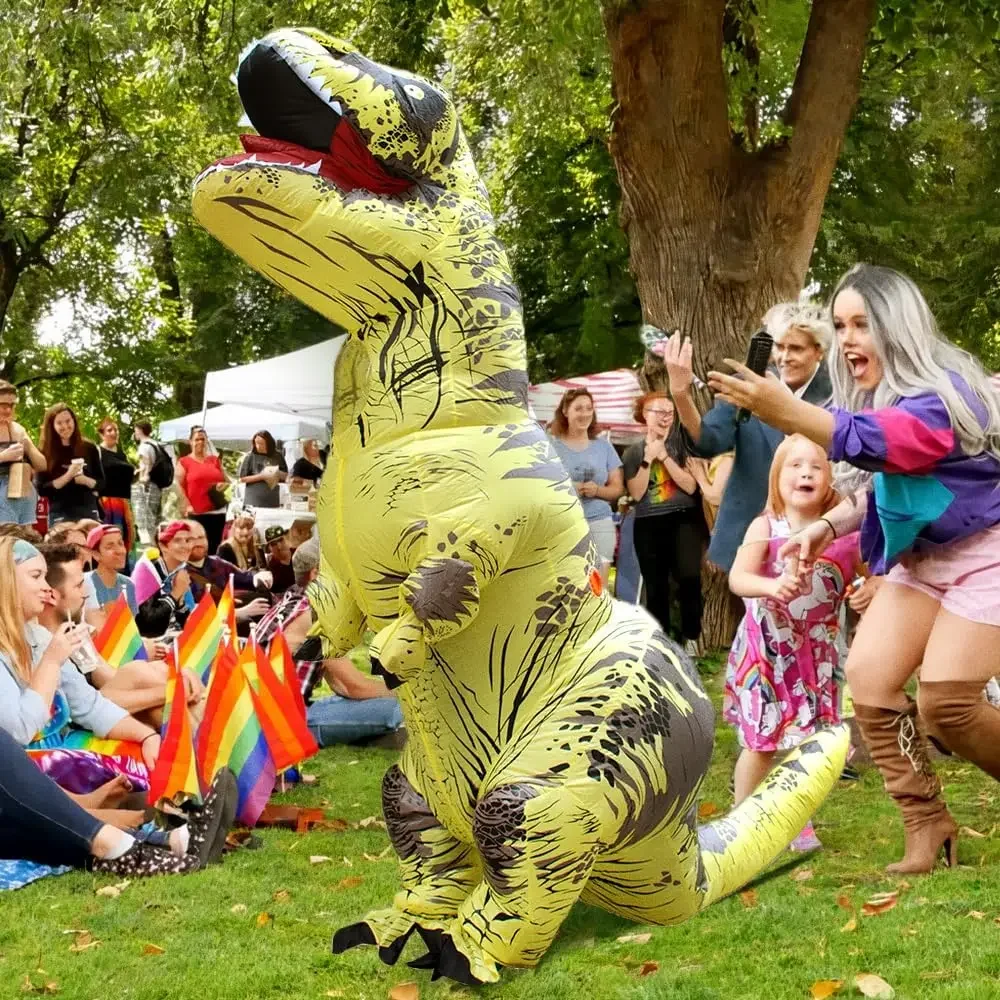 Tyrannosaurus Inflatable Dinosaur Costume T-rex for Adult Inflatable Fantasy Role-play Fancy Halloween Mascot Party Apparel