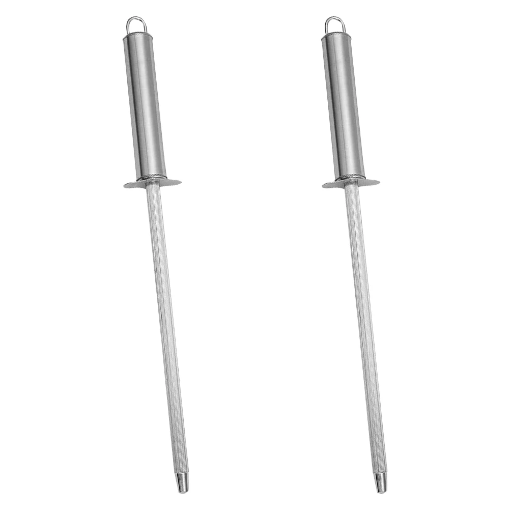 

2 pcs Stainless Steel Sharpener Rod Multi-purpose Kitchen Knife Honing Stick Chainsaw Axe Gut Hook Cuticle Nipper