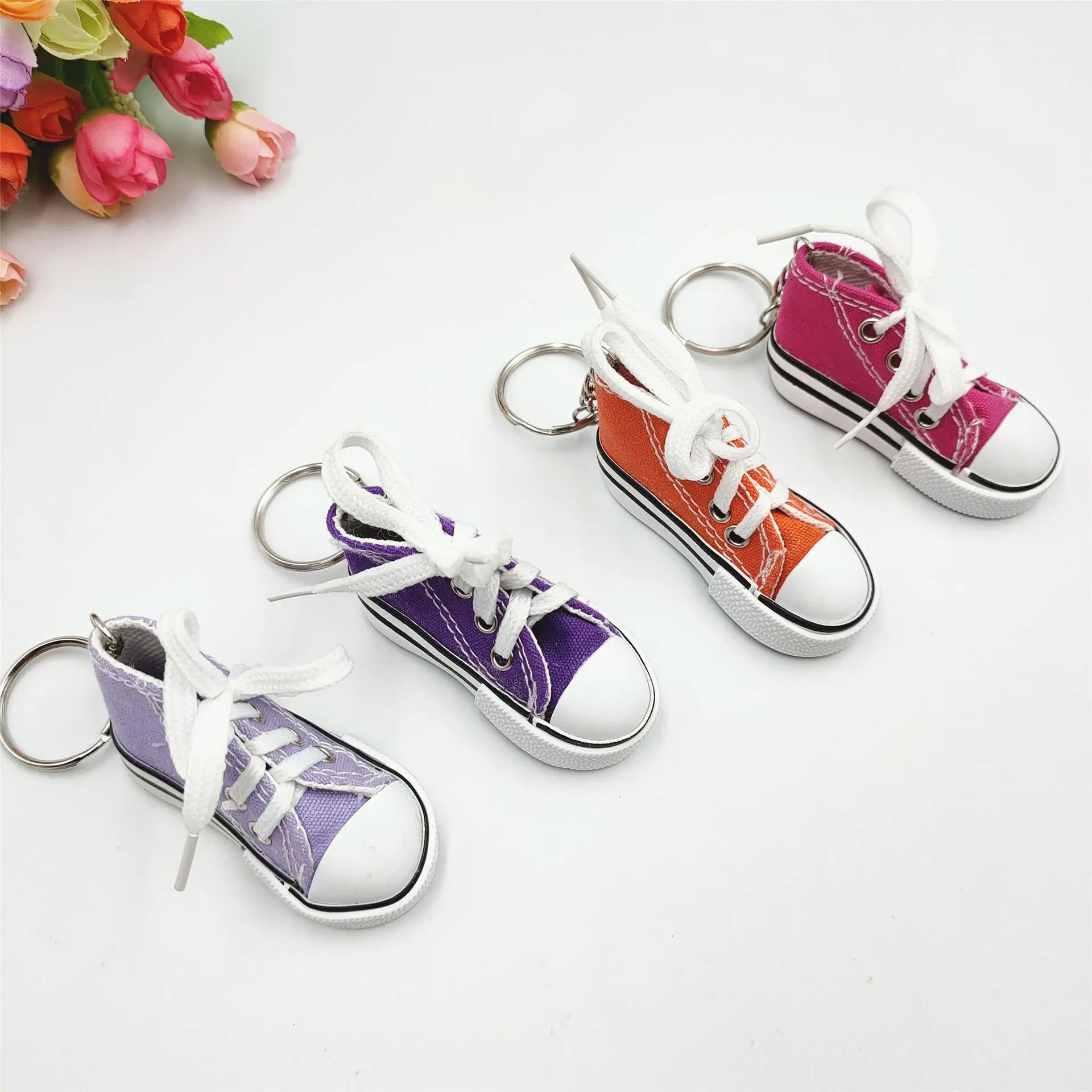 12Pcs  Shoe Keychains Cute Mini Canvas Sneaker Keychain Tennis Shoes Keychain Sport Sneaker Keyrings for Bag