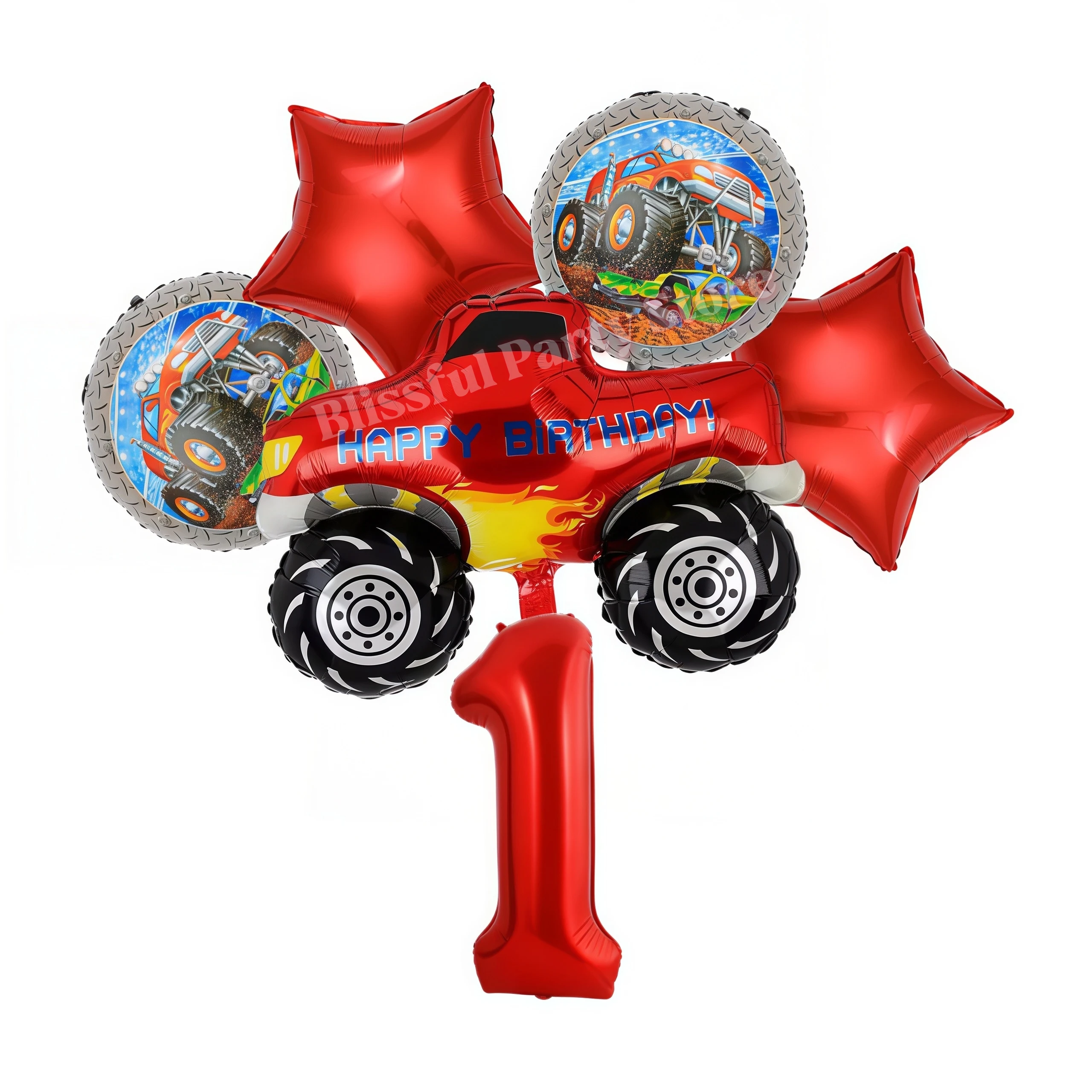 Monster Truck Party-Zubehör Jungen Rennwagen-Party-Dekorationen Teller Becher Luftballons Banner für Kinder Jungen 2. Geburtstag Party-Dekorationen – Detail 27