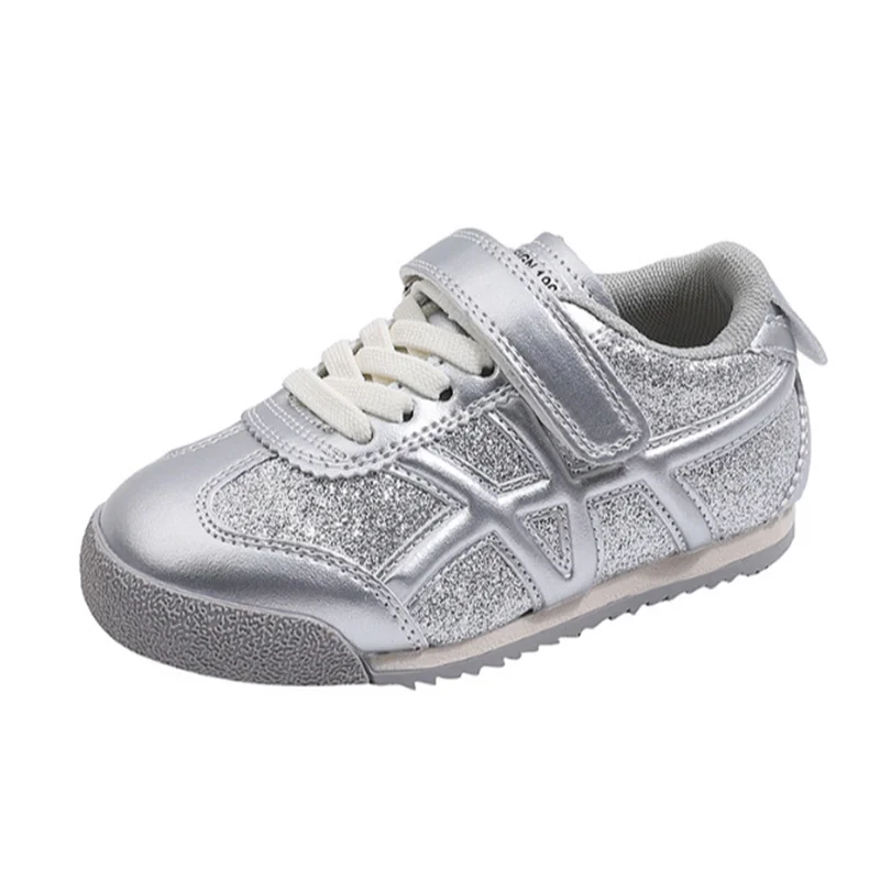 2026 New Autumn Children Shoes Leather Breathable Kids Casual Shoes Bling Non-slip Fashion Toddler Girls Boys Sneakers EU 22-37
