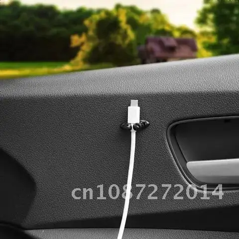 

Wire USB Cable Holder Tie Clip Fixer Headphone Cable Organizer Multifunction Black Car Charging Line Clamp Cable Clips 8pcs