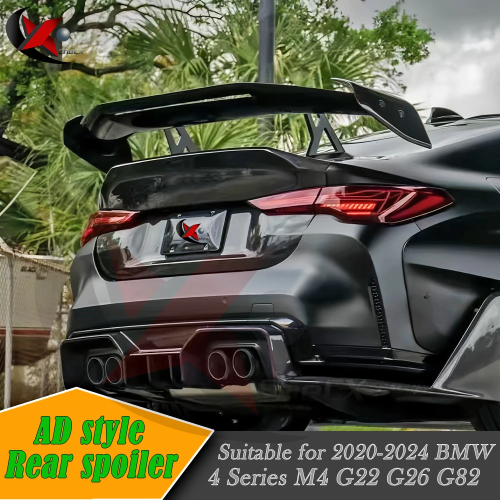 

Suitable For BMW 4 Series M4 G22 G26 G82 Coupe 2020-2024 Carbon Fiber AD Style Rear Spoiler Glossy Black Car Body Kit Rear Wing