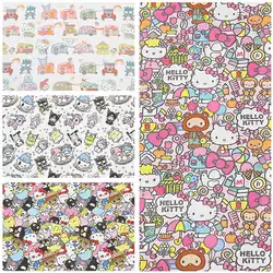 Plain Cotton Hello Kitty Sanrio Kuromi Print Fabric for Sewing Patchwork Handmade DIY Bags Dress Material