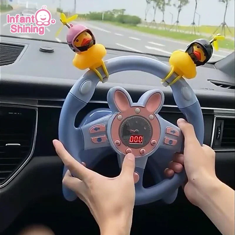 Children Simulate Driver Steering Wheel Toy Learning Educational Sound Light Interactive Pretend Play Toy for Kids Ages 3+