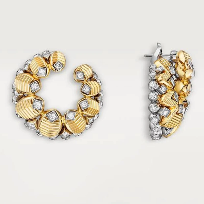High Italian Craft 925 Silver Carbon Daimond Carving Leaf Coffee Bean Earrings Luxury Gold Plated Designer Fine Jewelry Party