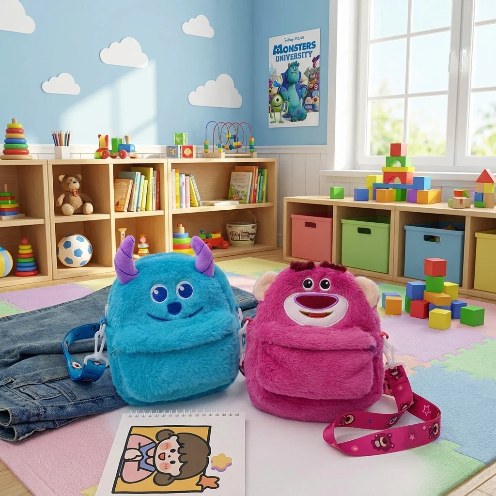 

New Plush Toy Bag Cute Lotso Shoulder Crossbody Cartoon Sullivan Doll Girl Grab Machine Doll Fashion Accessory for