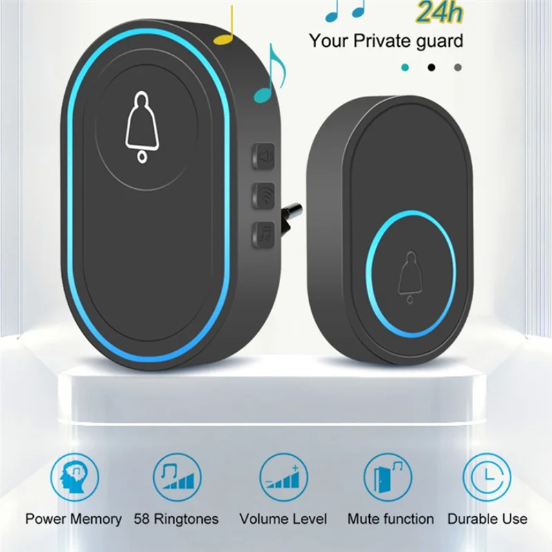 A23F-Intelligent Wireless Doorbell Home Welcome Doorbell Waterproof Smart Door Bell Chime Waterproof Emergency Button