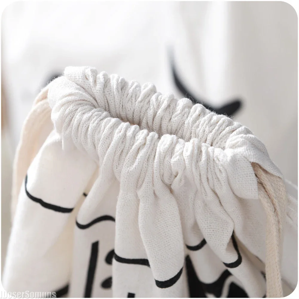 Large Cotton and Linen Laundry Bag Printing Fabric Drawstring Duffle Bag Dirty Clothes Organizer Bags Clothes Toys Storage Bag