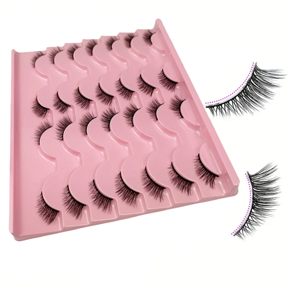 14 paia di mezze ciglia, ciglia finte occhio di gatto spesse e soffici, riutilizzabili, adatte per le feste