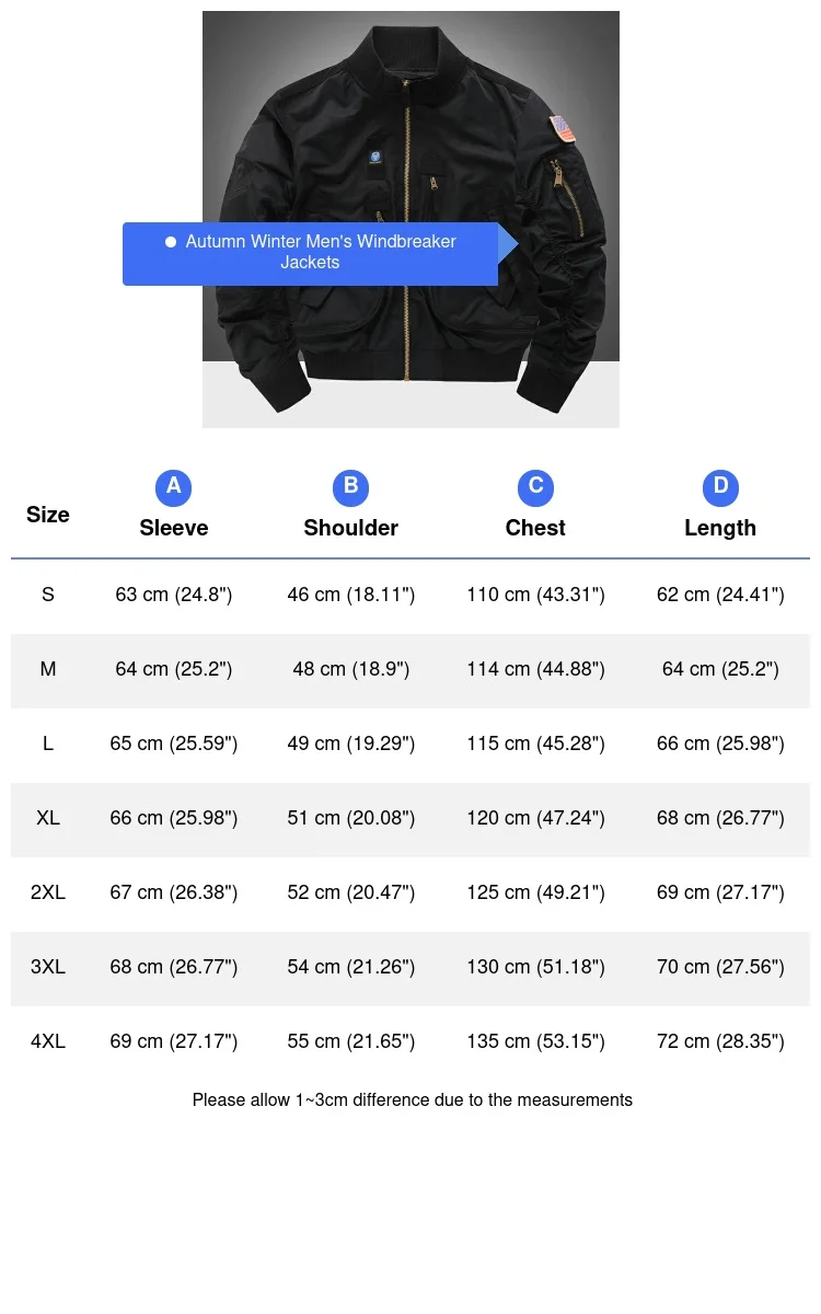 Autumn Winter Men's Bomber Jackets Fashion Mens Retro MA-1 Pilot Zipper Coats Men Army Tactical Windbreaker Jackets Clothing - view 6