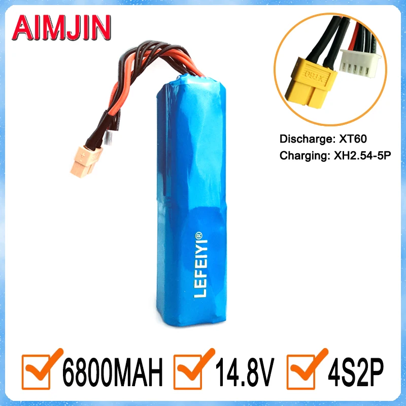 

4S2P 14.8V 6800mAh 100.64Wh Rechargeable Li-ion Battery for Various RC Airplane Quadrotor, with Connector XH2.54+XT60