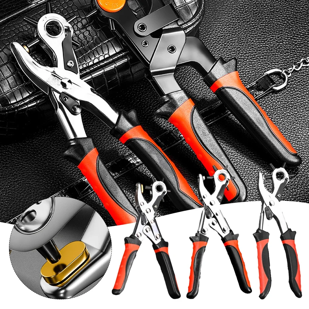 

Multi-function Punch Pliers Round Hole Oval Hole Watchband Strap Household Leathercraft Leather Belt Hole Punch Plier