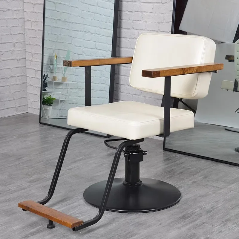 Japanese Retro Barber Chair Dyeing Hair Trendy Cream Wind Unique Barber Chair High-end Rotate Silla De Barbero Home Furniture