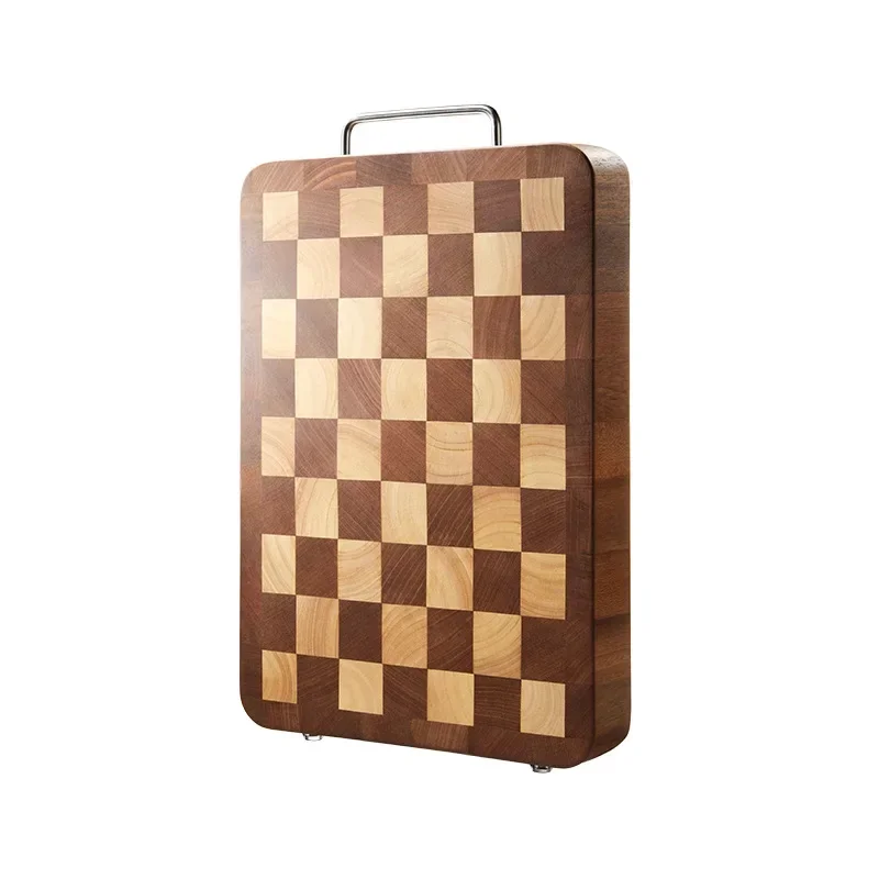 Ebony/oak solid wood cutting board, household antibacterial checkerboard chopping board