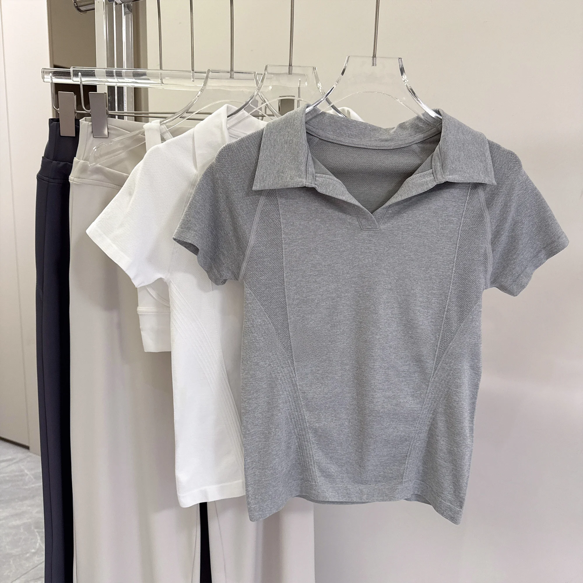 Quick Dry Yoga Clothes Slim Fit Short Sleeve Lightweight Shoulder Appropriate Tennis  Shirt Running Training Sports T-shi...