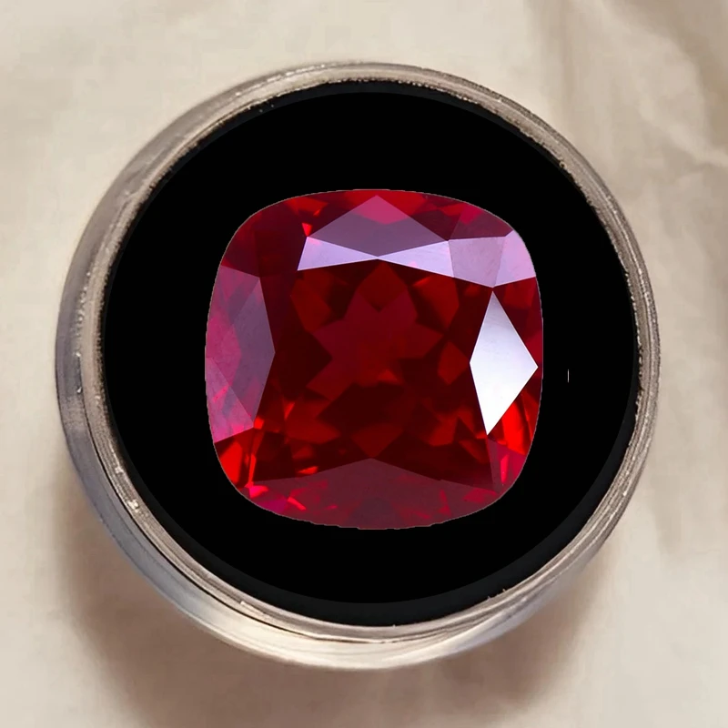 

Premium Ruby 14x14mm 14.0Ct Cushion Cut Glow Under UV Light Ruby for Jewelry Making Collection DIY Pretty Stone