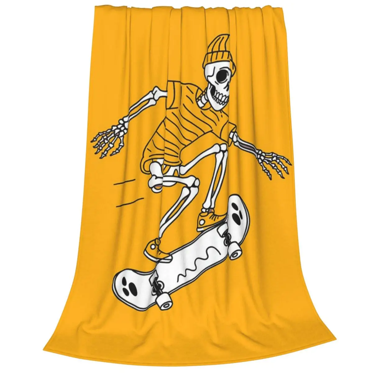 Skateboarding Skeleton Cool Urban Trickster Blanket Flannel Sofa Throw Blankets For Home Bedroom Office Throws Bedspread Quilt