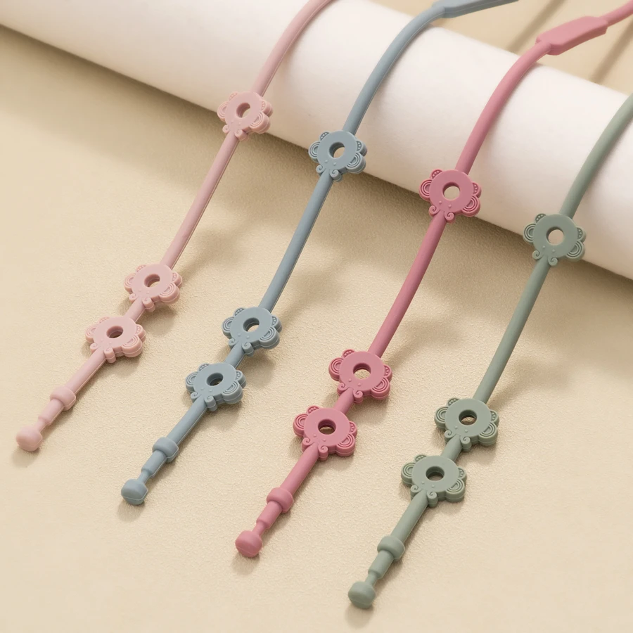 Baby Silicone Pacifier Clip Solid Color Soothing Pacifier Chain Cartoon Anti-loss Chain Teether Toys Baby Stroller Accessories