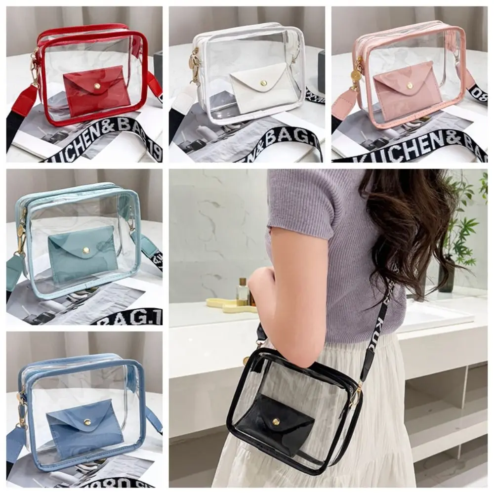 

Fashion Purse Transparent Crossbody Bag Candy Color Korean Style PVC Jelly Bag Envelope Bag Large Capacity Shoulder Bag Travel