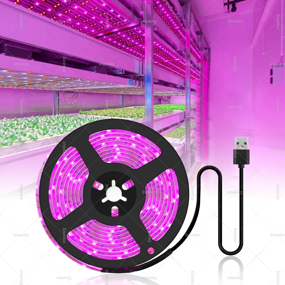 USB LED Plant Grow Light Full Spectrum 0.5m 1m 2m 3m 5m Led Phyto Lamp For Plant Seeds Flower Greenhouse Tent Growth Lamp Garden