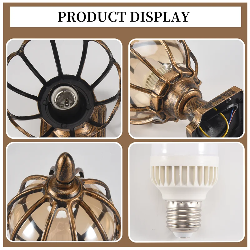 

ABPQ-1Pcs Outdoor Pillar Lamp Globe Glass Shade Door Post Lamp Waterproof Antique Lighting Rainproof Pillar Light