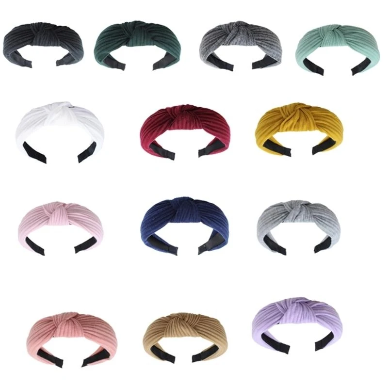 

XXFD Knotted Headband Women Fabric Knitted Wide Hairband for Face Washing Daily Use