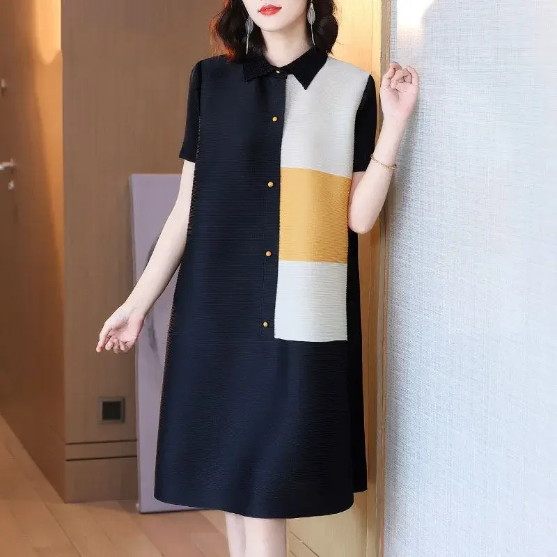 

2023 Women's New Autumn/Winter Knitted Dress Slim Fit 100 Pleated Mid length Bottom Sweater Skirt LOOSE