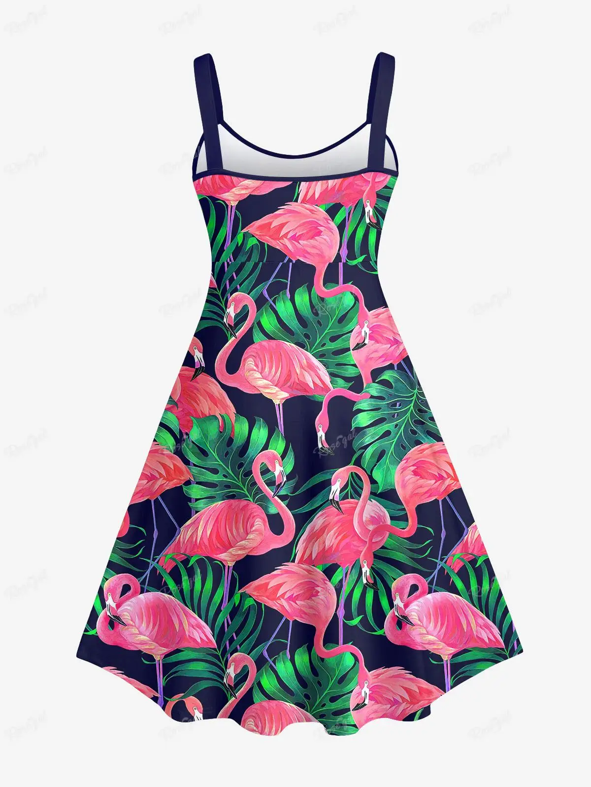 Plus Size Tank Dress  Vestidos 6X Spring Summer Women Clothing 3D Flamingo Coconut Tree Leaf Printed Backless A Line