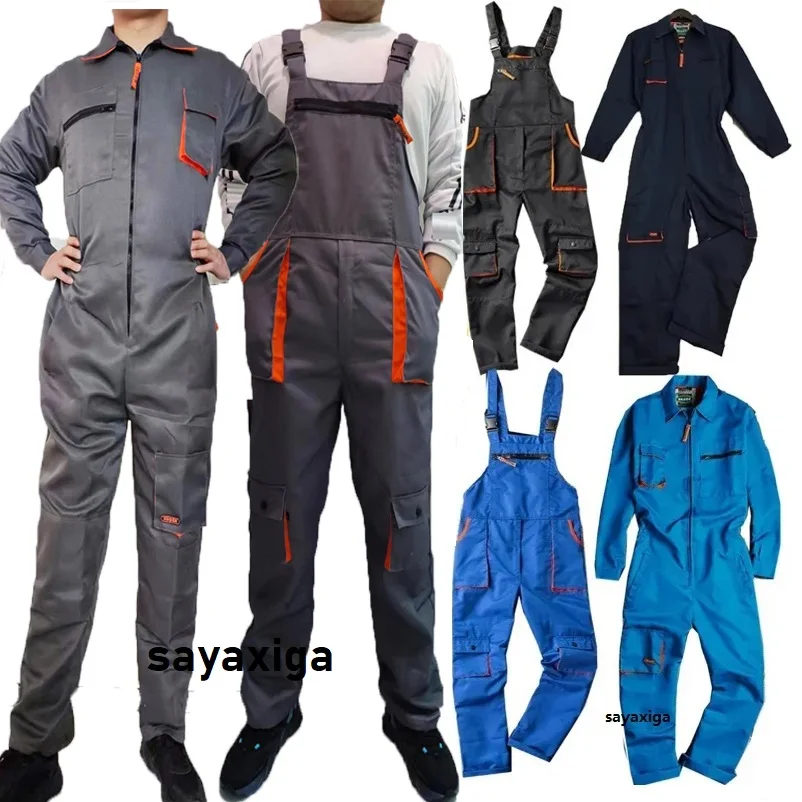 Men Long Sleeve Cargo Overalls Bib Pants Suspenders Pockets Rompers Jumpsuit overol hombre Coveralls Plus Size S-5xl Dungarees