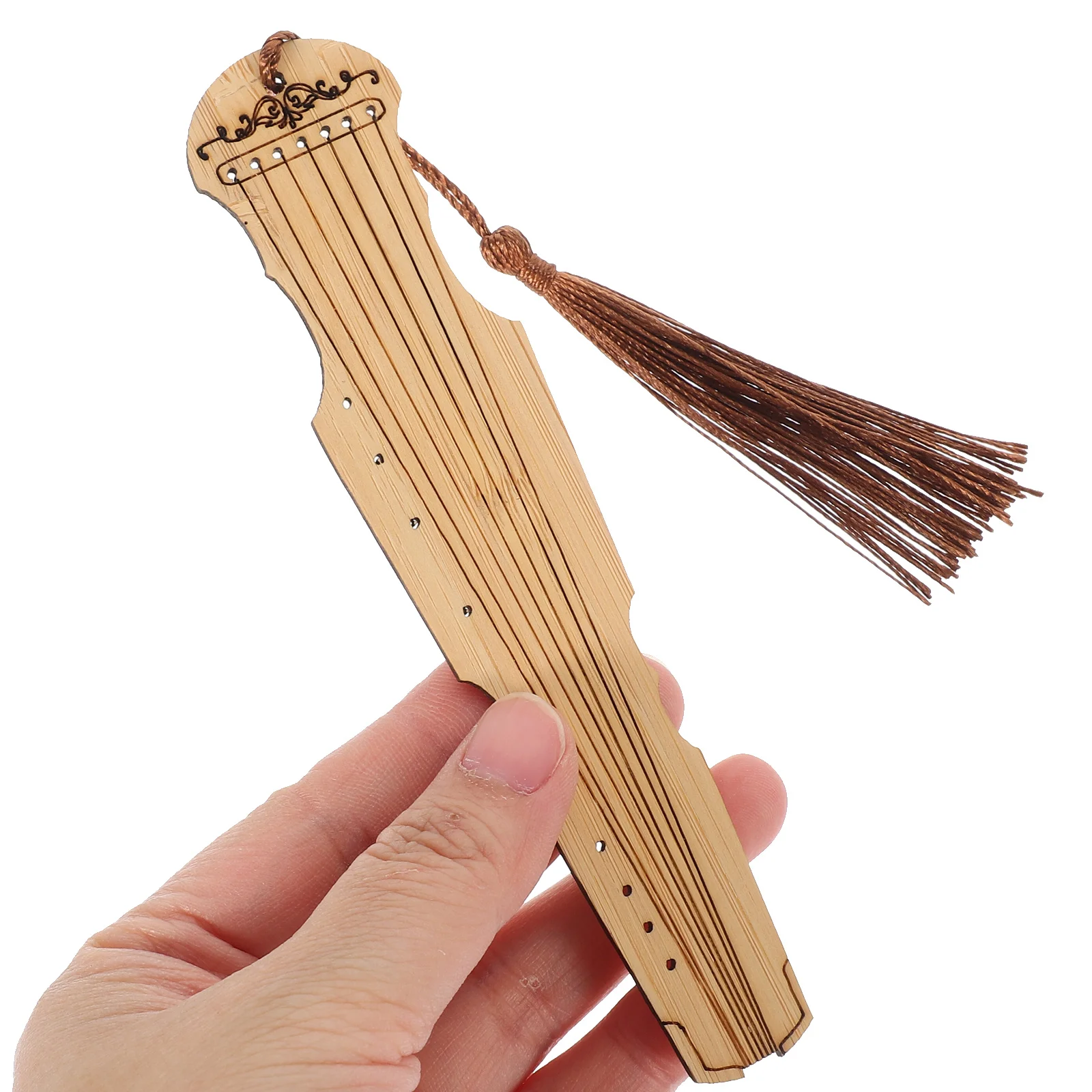 4 Stück Bambus-Lesezeichen im Guqin-Design, leichte Lesezeichen mit Quasten-Anhänger zum Lesen, Lernen, Zuhause, Büro, Schule