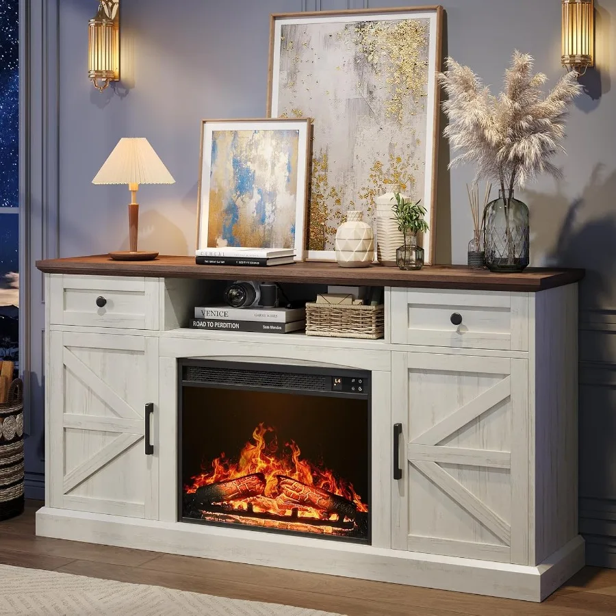 

Подставка для электрического камина в современном фермерском стиле со встроенным 23 электрическими каминами, медиаконсоль, стол для телевизоров до 70 Inc.