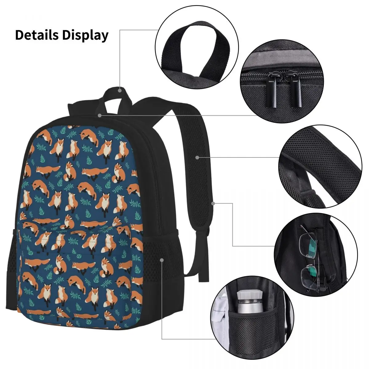 Conjunto de três peças de mochila de desenho animado para crianças, mochilas estilo raposa, bolsa para estudantes, lancheira, bolsa de caneta para meninos e meninas