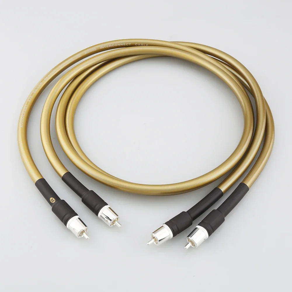 

1 Pair A70 Hifi Rca Jack Cable High End Quality OFC Pure Copper Plated Silver 2RCA to 2RCA Audio Cable Line Wire