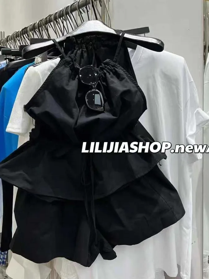 

Faionable, летнее Новое поступление, Dongda Gate, висящий жилет с ремешком на талии, комплект с высокой талией для похудения, широкий комплект для ног