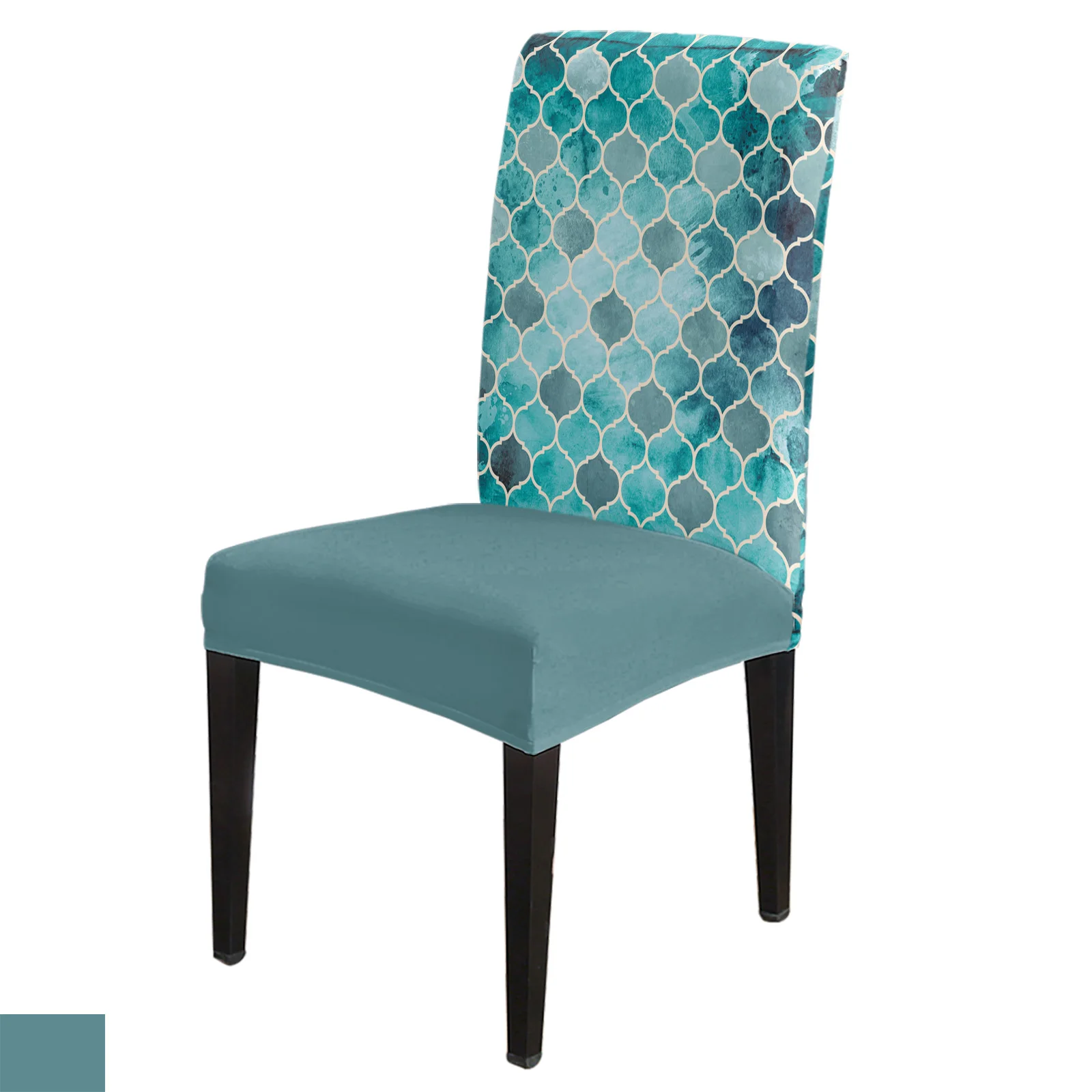 

Moroccan Green Geometric Dining Chair Cover 4/6/8PCS Spandex Elastic Chair Slipcover Case for Wedding Hotel Banquet Dining Room