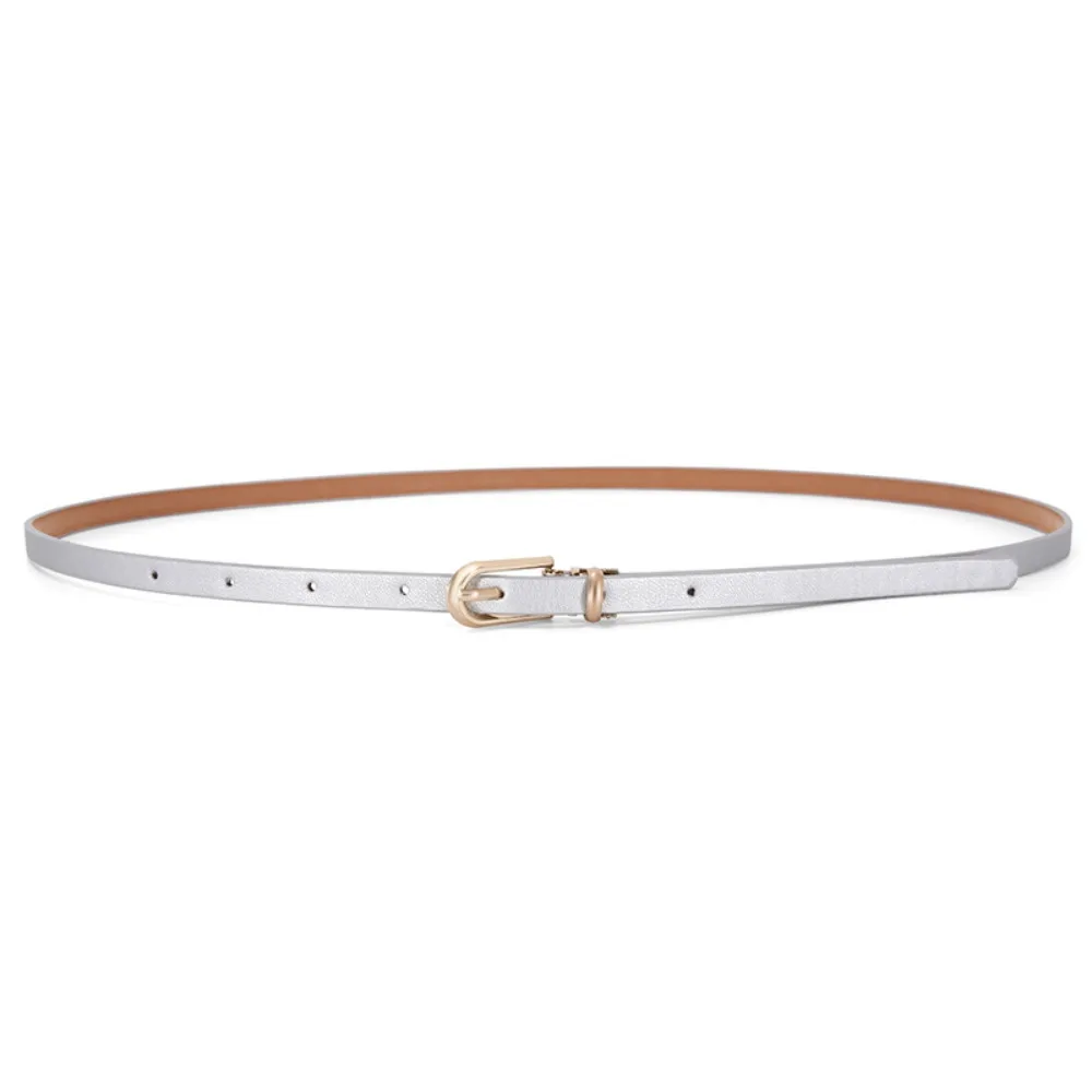Retro Candy Color PU Leather Waistband Adjustable Waist Belt Thin Belt Waist Strap Alloy Buckle Thin Waist Belt Jeans