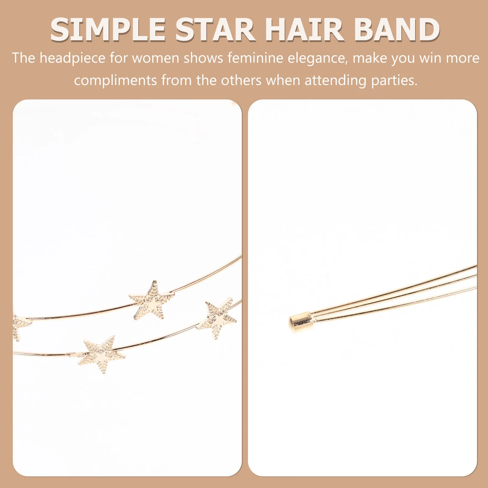 

2Pcs Fashionable Star Hair Headbands for Women Sturdy Metal Headbands for Bride Wedding Birthday Graduation Masquerade Hair