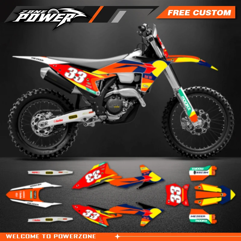 Powerzone Custom Team Graphics Backgrounds Decals Stickers Kits for KTM EXC EXC-F XCW 2024 2025 2026 SX SXF 2023 2024 2025