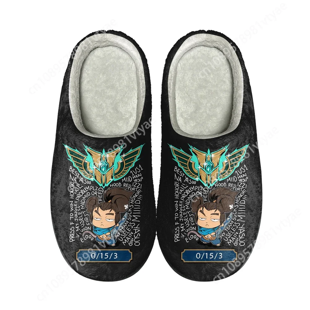 

League of legends yasuo Home Cotton Custom Slippers High Quality Men Women Plush Fashion Casual Keep Warm Shoes Thermal Slipper