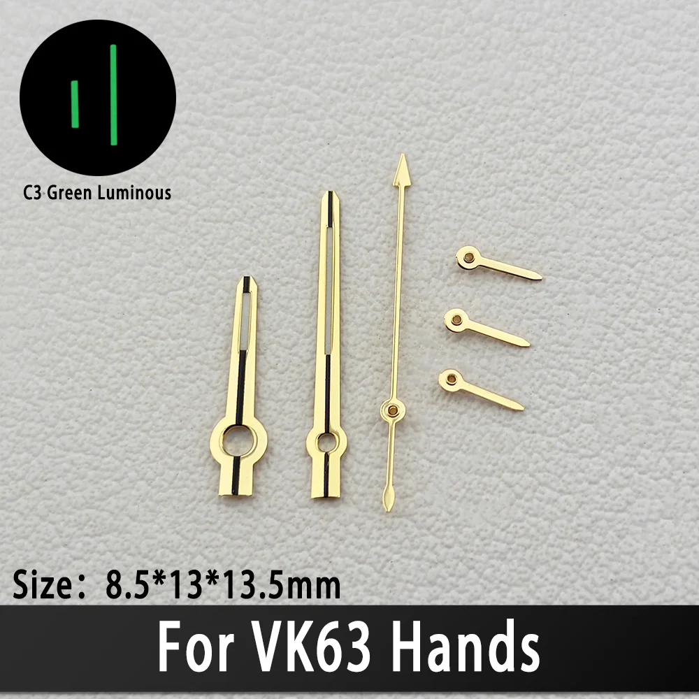 For VK63 Hands C3 Green Luminous Watch Accessories Hands Suitable for VK 63 Quartz Movement Men‘s Watches Parts For Wristwatche image 2
