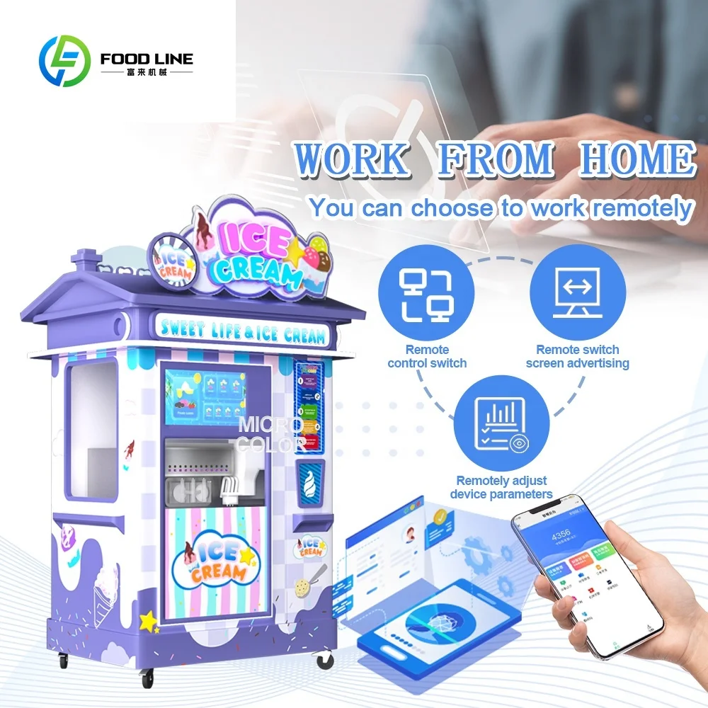 Customized Yogurt Soft Ice Cream Vending Machine 24 Hour Operation Coin QR Code Token Payment System Professional Grade