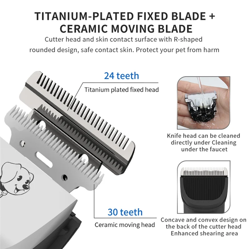 

A02M-SMEHNSER Pet Haircut Machine Grooming Trimmer Pet Haircut Machine Low Noise Vibration
