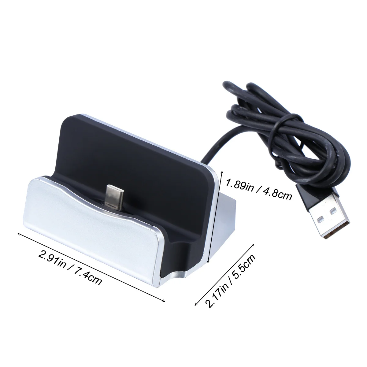 قاعدة شحن USB من النوع C حامل سطح المكتب لأجهزة 950 Xl 5 10 5X Type C فضي سريع