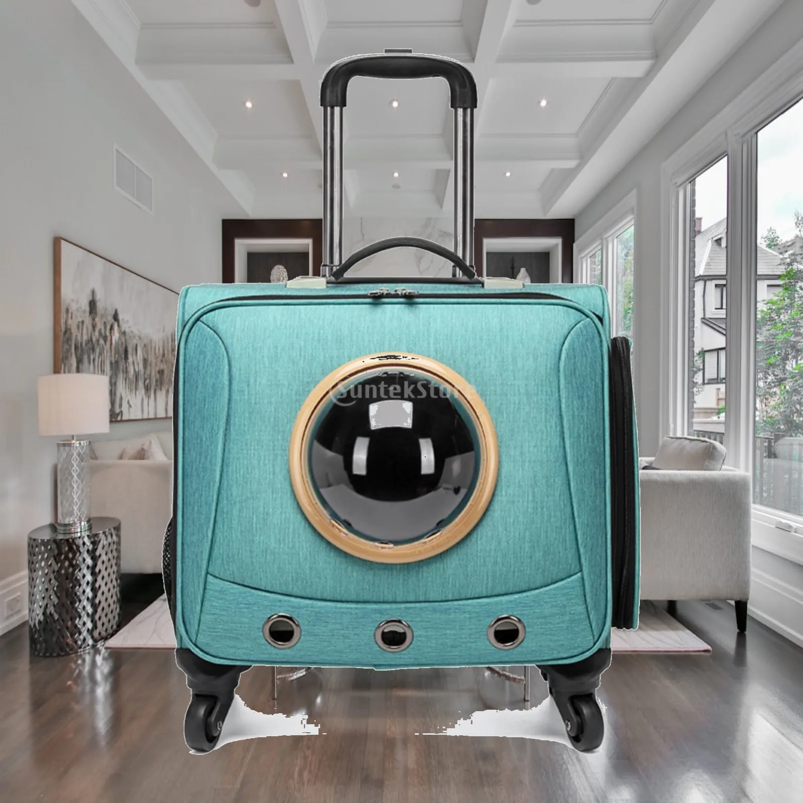 Mobile Pet Carrier Suitcase with Oxford Fabric Body and Front Visibility Window for on the Go