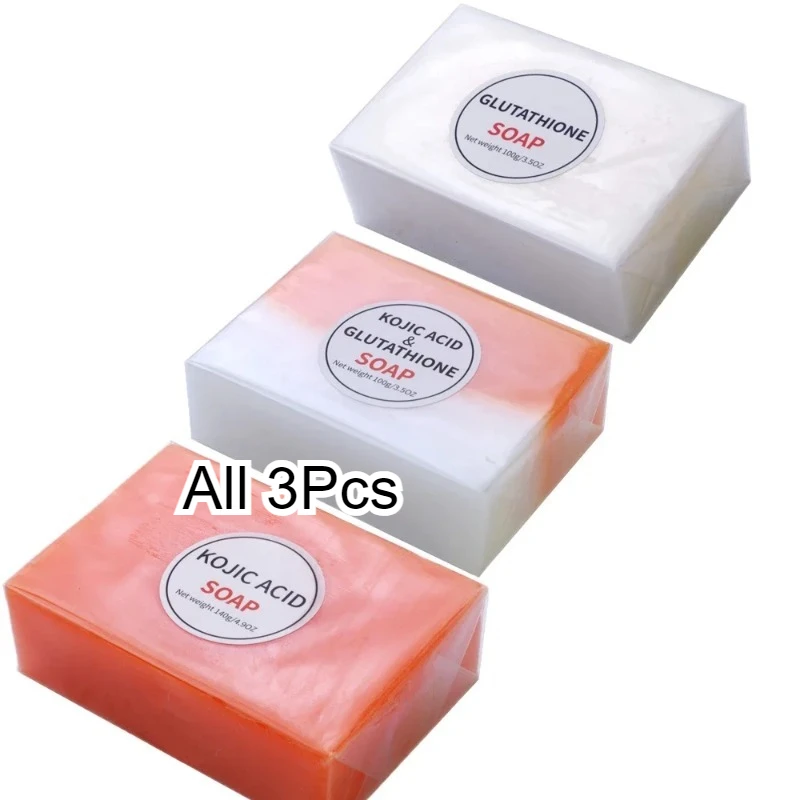 

3Pcs Kojic Acid Soap Dark Black Skin Lightening Soap Hand Made Kogic Soap Glutathione Bleaching Brighten Face Whitening Products