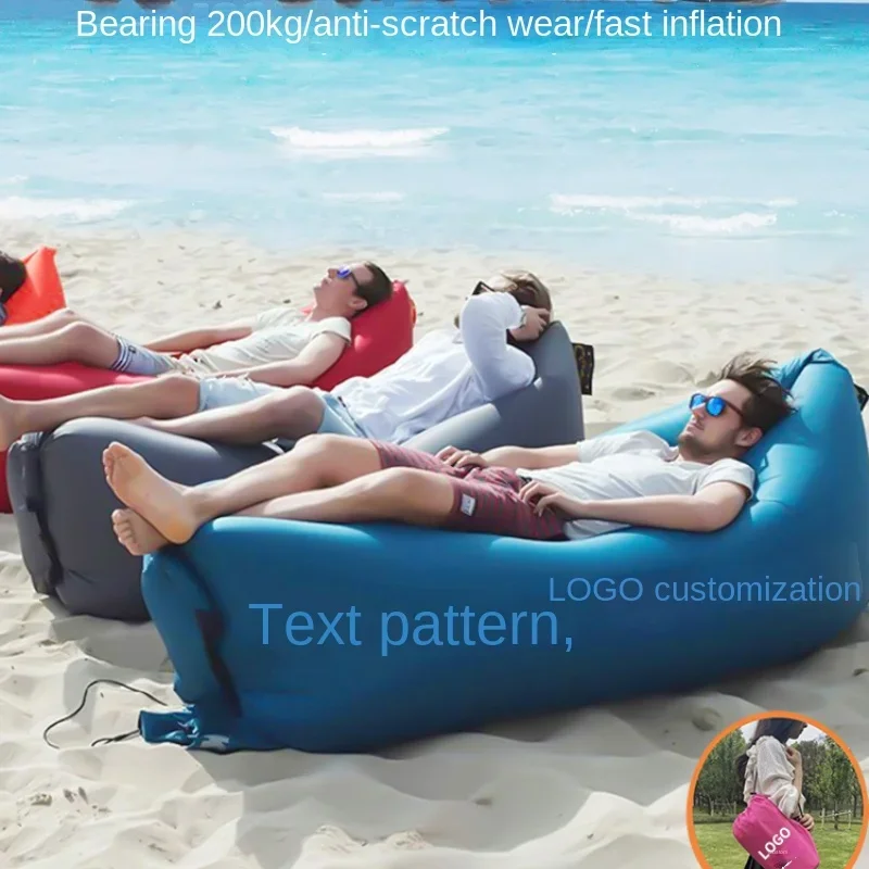 Outdoor inflatable lazy sofa custom printing pattern LOGO portable camping air bed cushion music festival recliner