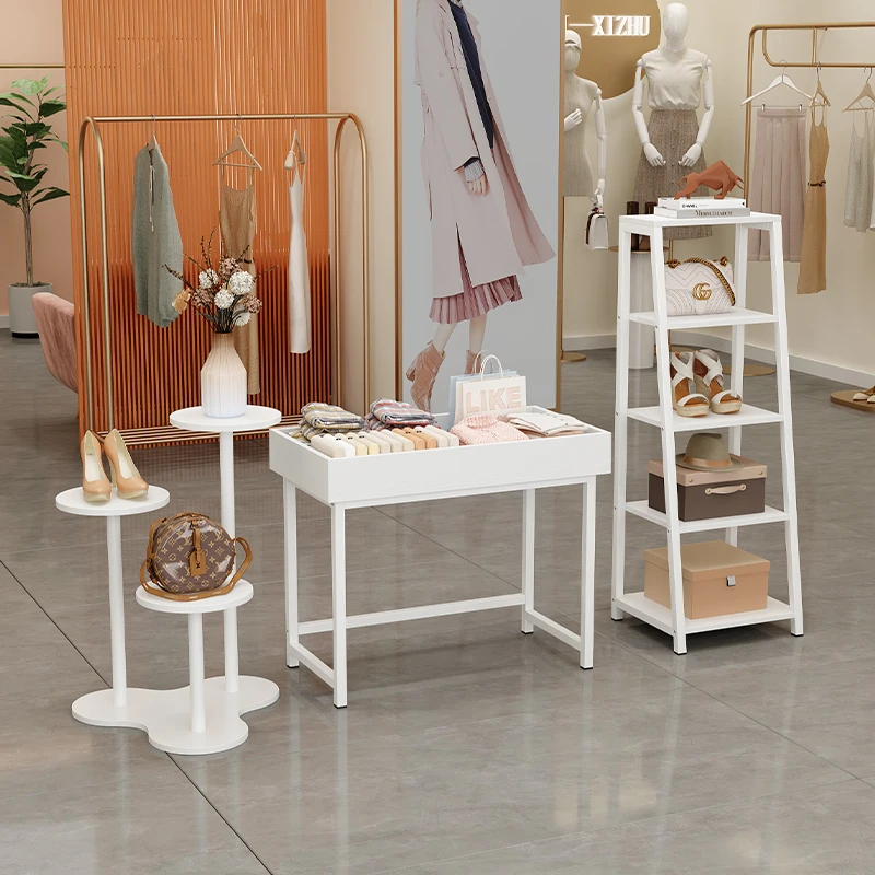 Window display rack Clothing and shoe store display cabinet Bags Cosmetics display stand Beauty mother and baby Nakajima flower