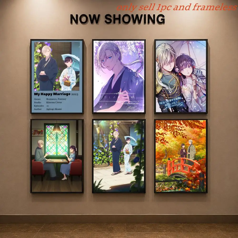 My Happy Marriage Anime Poster Mural HD Wall Decals for Bedroom Living Room Home Self-Adhesive Decor Gift