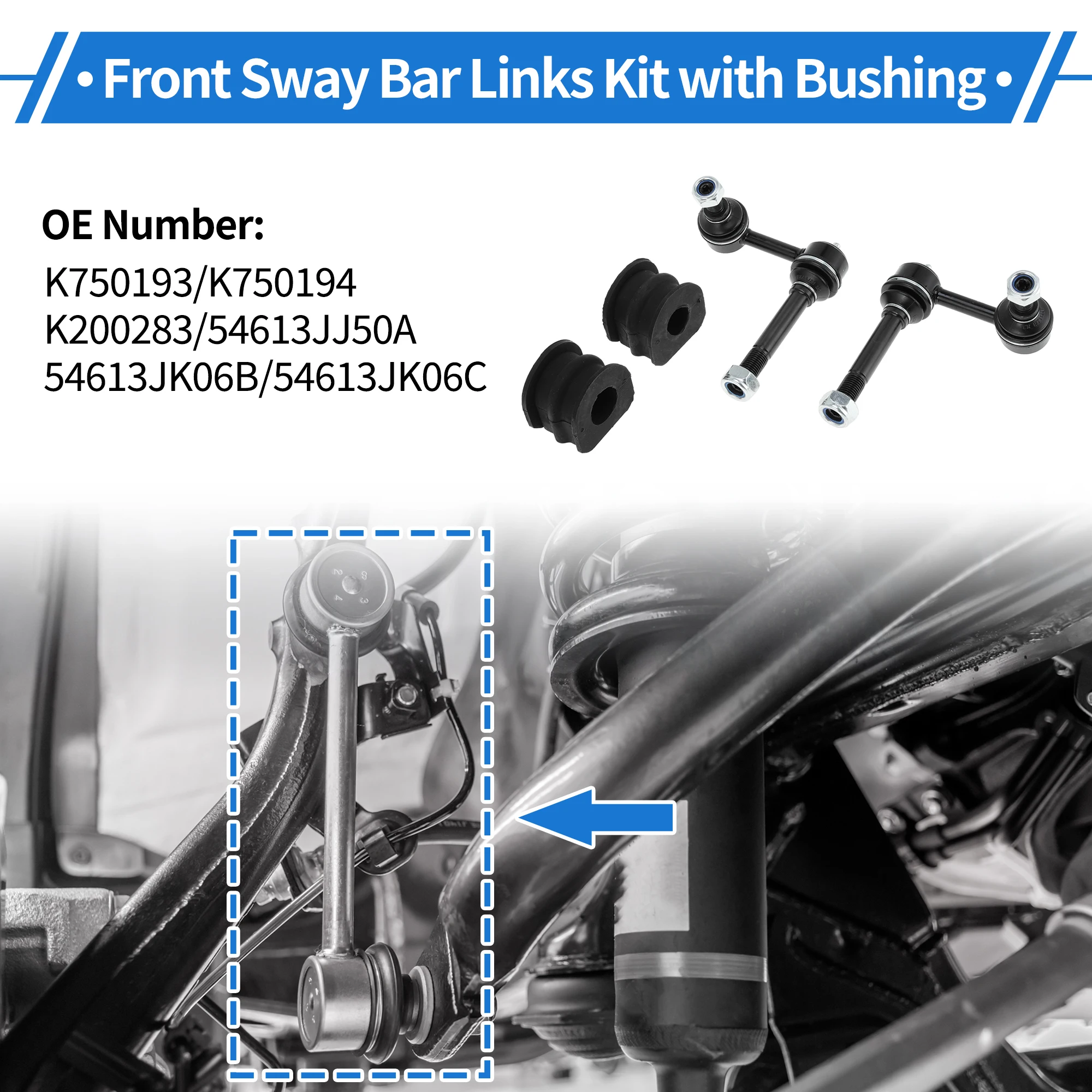 

Тяги переднего стабилизатора UXCELL с 2-мя втулками для Nissan 370Z No K750193, 1 комплект